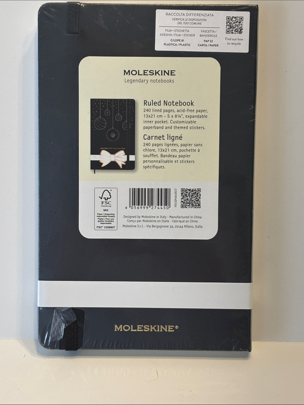 Moleskin Hard Cover Holiday Notebook in Black - Picture 9 of 11